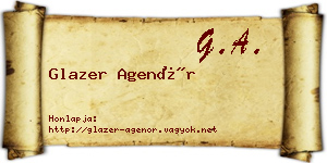 Glazer Agenór névjegykártya